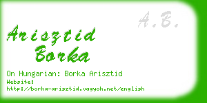 arisztid borka business card